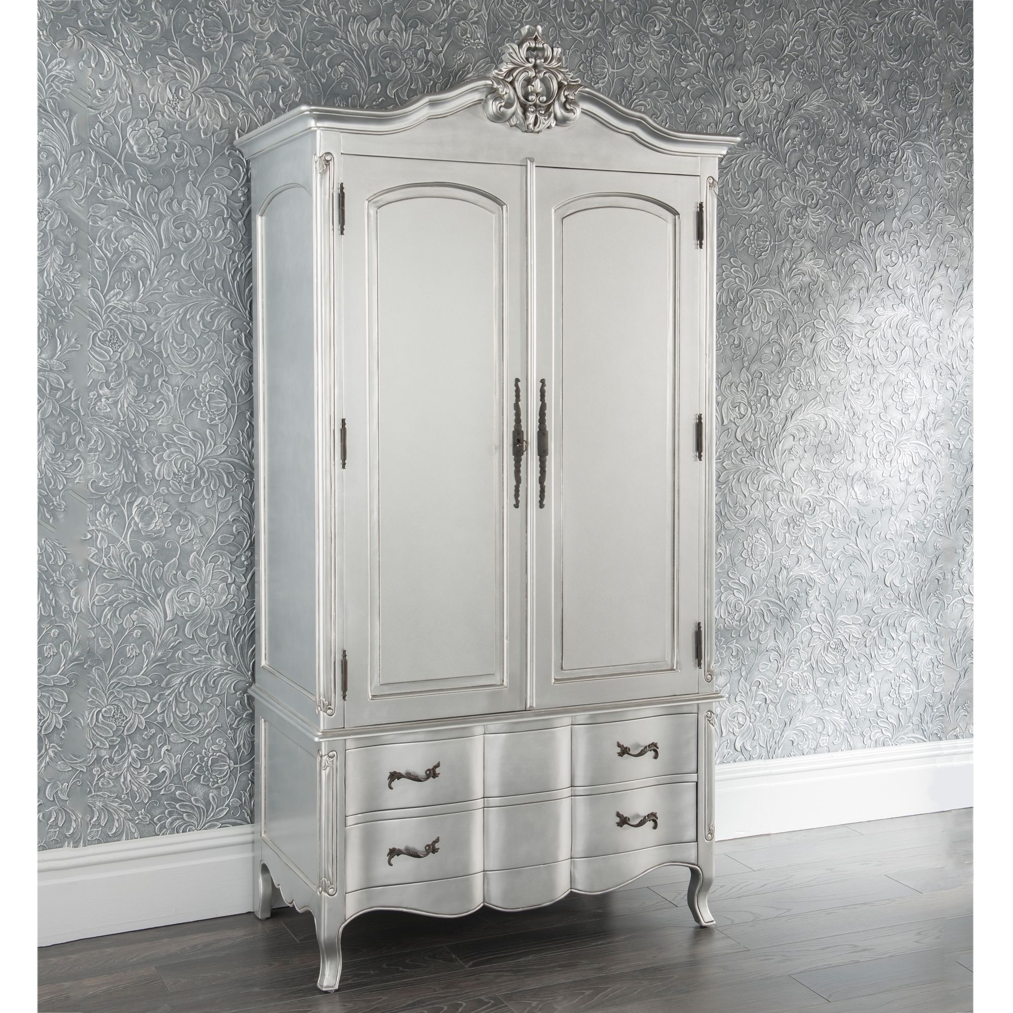 Estelle Antique French Style Wardrobe | French Style Furniture For Silver Wardrobes (Gallery 3 of 20)