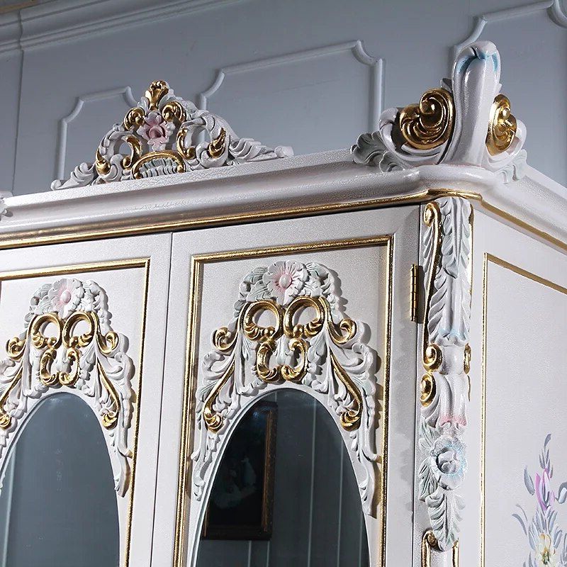 European Baroque Rococo Style Furniture Solid Wood Carved White Wardrobe  Two Door Wardrobe – Wardrobes – Aliexpress Intended For Baroque Wardrobes (View 8 of 20)