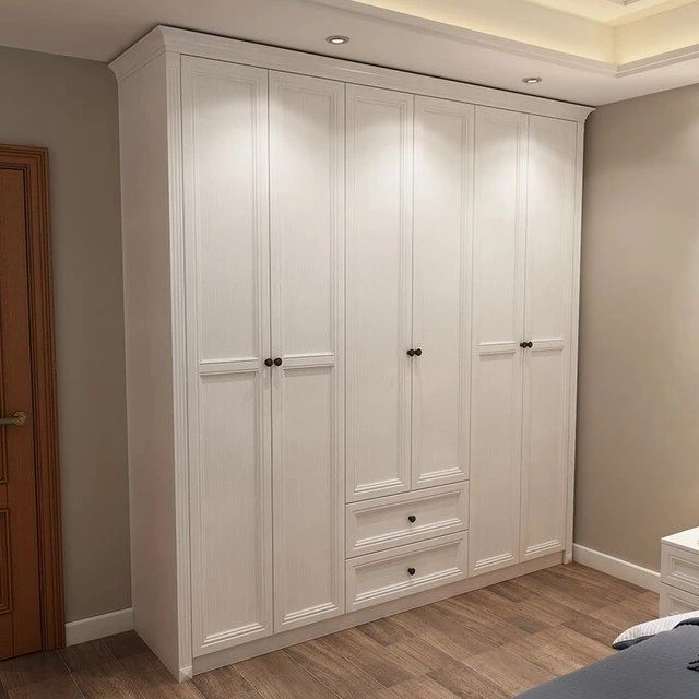 European Wardrobe Home Bedroom Sliding Door Finished Logs All Solid Wood  Custom Wardrobe Coat Cabinet – Aliexpress Within Solid Wood Fitted Wardrobes Doors (View 4 of 20)