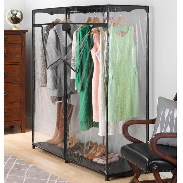 Extra Wide 60 Inch Freestanding Closet Systems, Black And Clear Home  Furniture Cabinet For Clothes Wardrobes – Aliexpress Within 60 Inch Wardrobes (View 5 of 20)