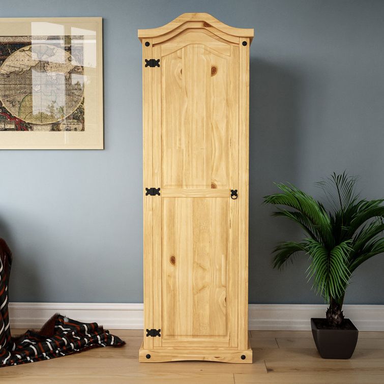 Fernleaf Harold 1 Door Solid Wood Wardrobe & Reviews | Wayfair.co.uk Pertaining To Single Door Pine Wardrobes (Gallery 6 of 20)