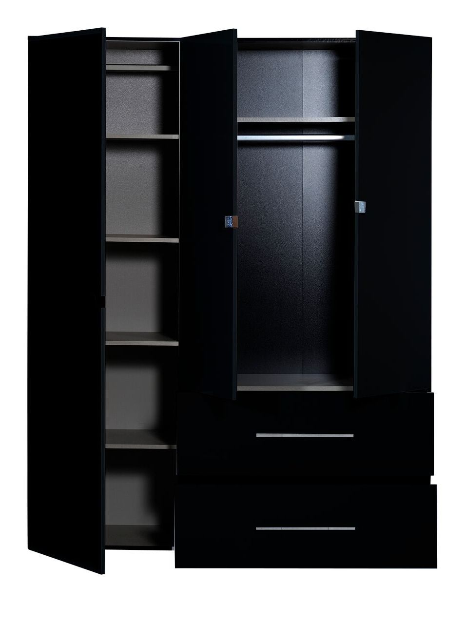 First 3 Door Gloss Black Mirrored Wardrobe | Fads In 3 Door Black Wardrobes (Gallery 7 of 20)