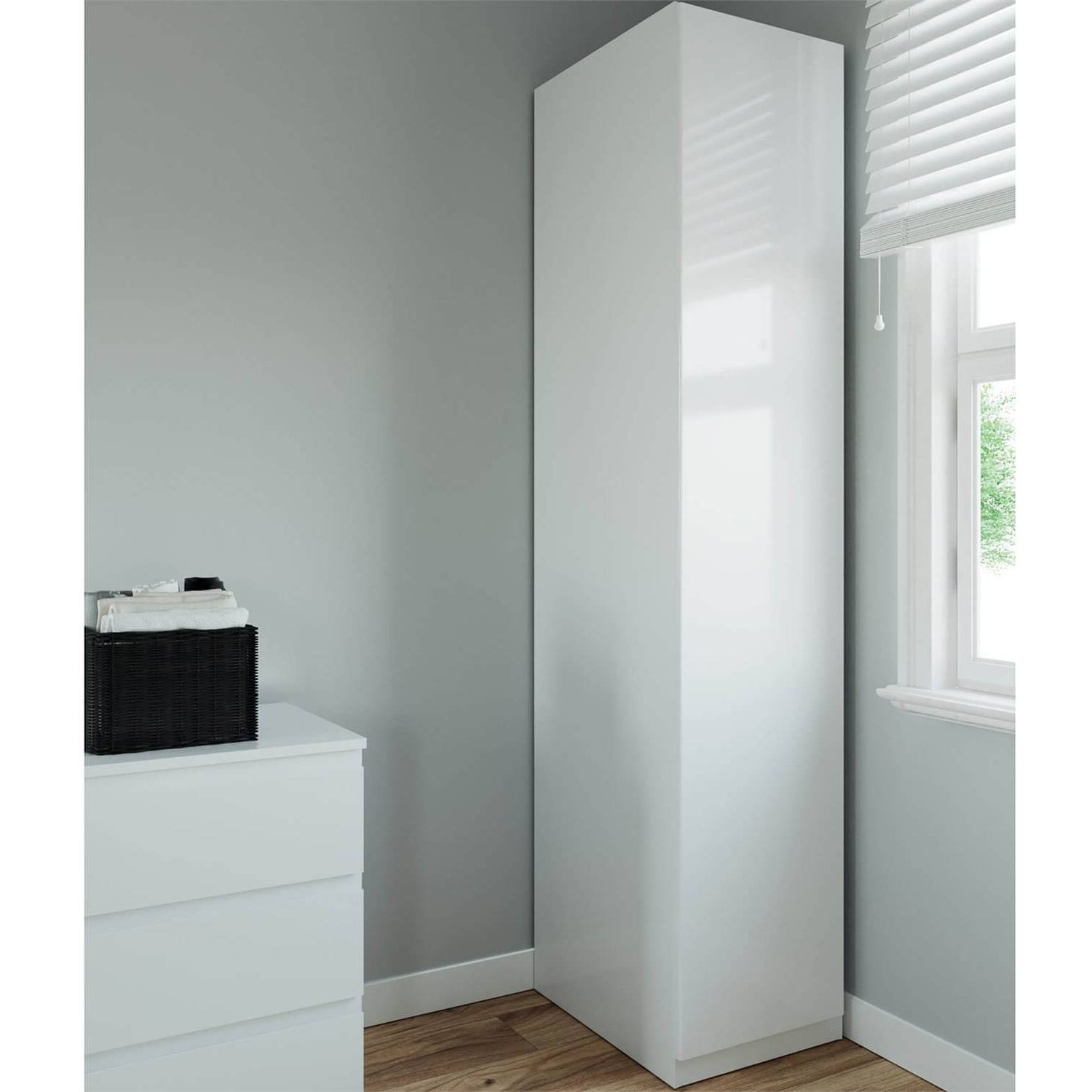 Fitted Bedroom Handleless Single Wardrobe – White | Homebase Inside Single White Wardrobes (Gallery 1 of 20)