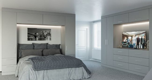 Fitted Wardrobes With A Bed In The Middle – Made To Measure For Over Bed Wardrobes Sets (Gallery 3 of 20)