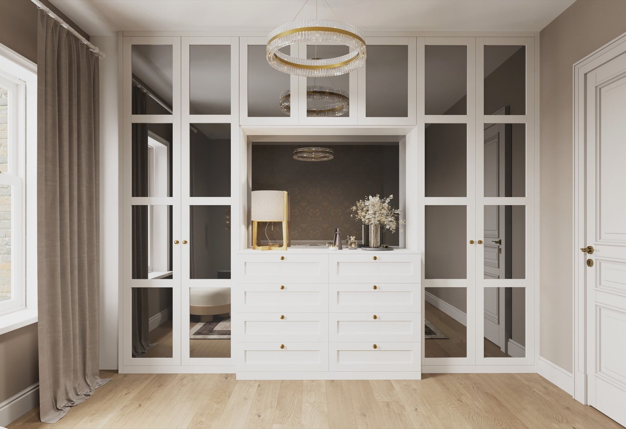 Fitted Wardrobes With Built In Dressing Table, Bespoke Dressing Tables In  Your Bedroom Regarding Wardrobes With Mirror And Drawers (View 12 of 20)