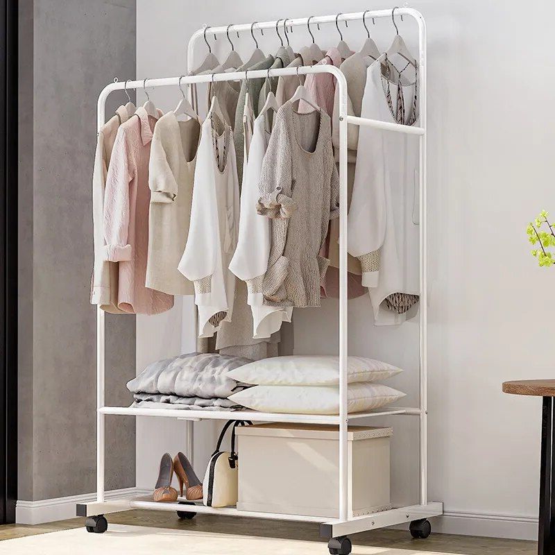 Formwell Metal Clothing Rack Free Standing Double Hanging Rods Garment  Closet Organizer With Two Storage Shelves With Double Hanging Rail For Wardrobes (View 12 of 20)