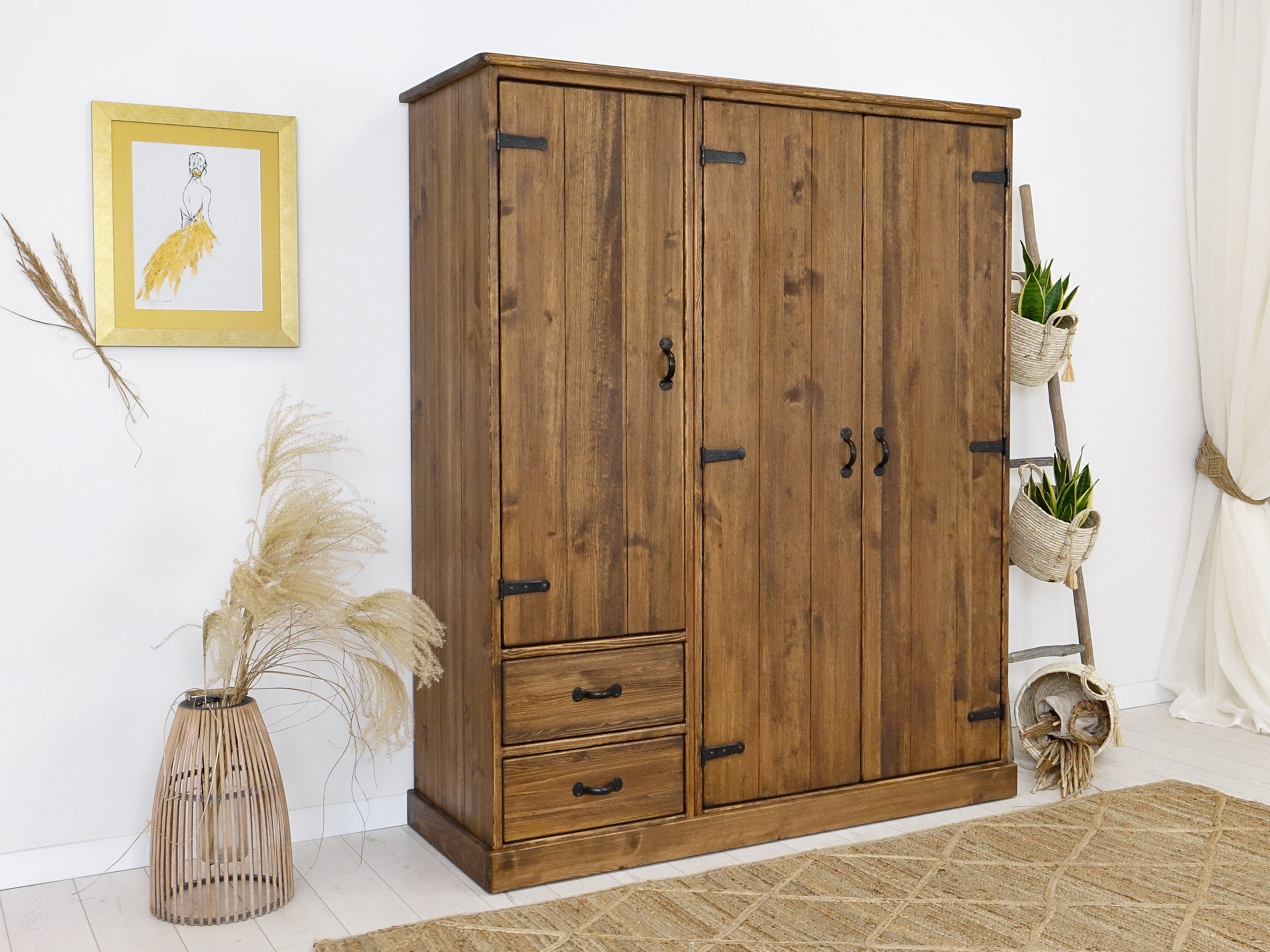 Foundstone Calvin 3 Door Solid Wood Wardrobe & Reviews | Wayfair.co.uk Inside Solid Wood Wardrobes Closets (Gallery 8 of 20)
