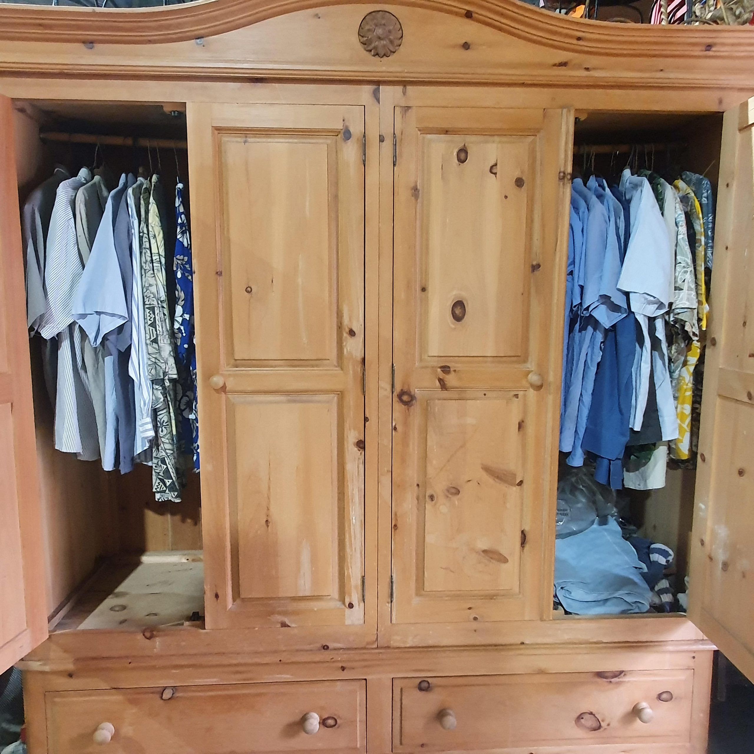 Four Door Pine Wardrobe With Two Drawers | Tramps Uk In Pine Wardrobes (View 2 of 20)