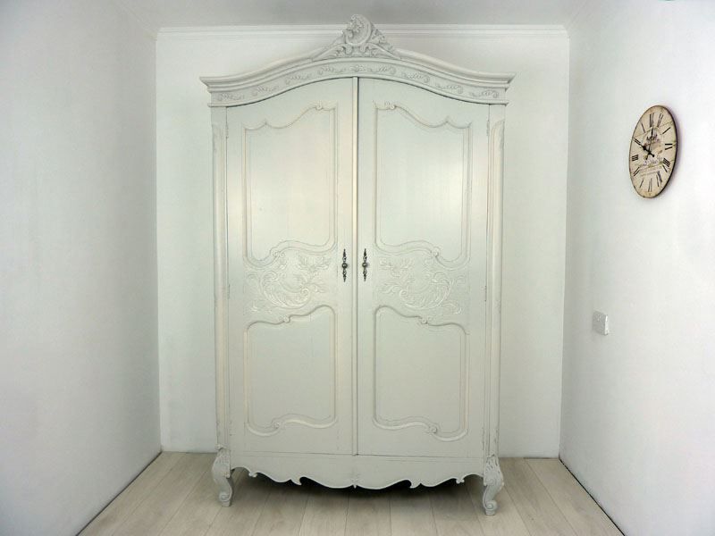 French Antique Carved Armoire Painted Vintage, Antique & Farmhouse Furniture Intended For Vintage French Wardrobes (View 5 of 20)