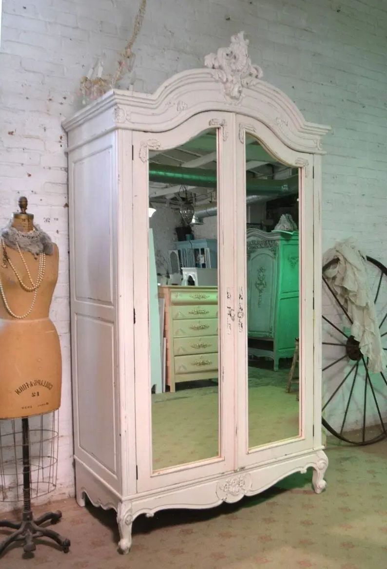 French Armoire Painted Cottage Chic Shabby French Romantic Armoire/ Wardrobe  | Ebay Intended For White French Armoire Wardrobes (View 12 of 20)