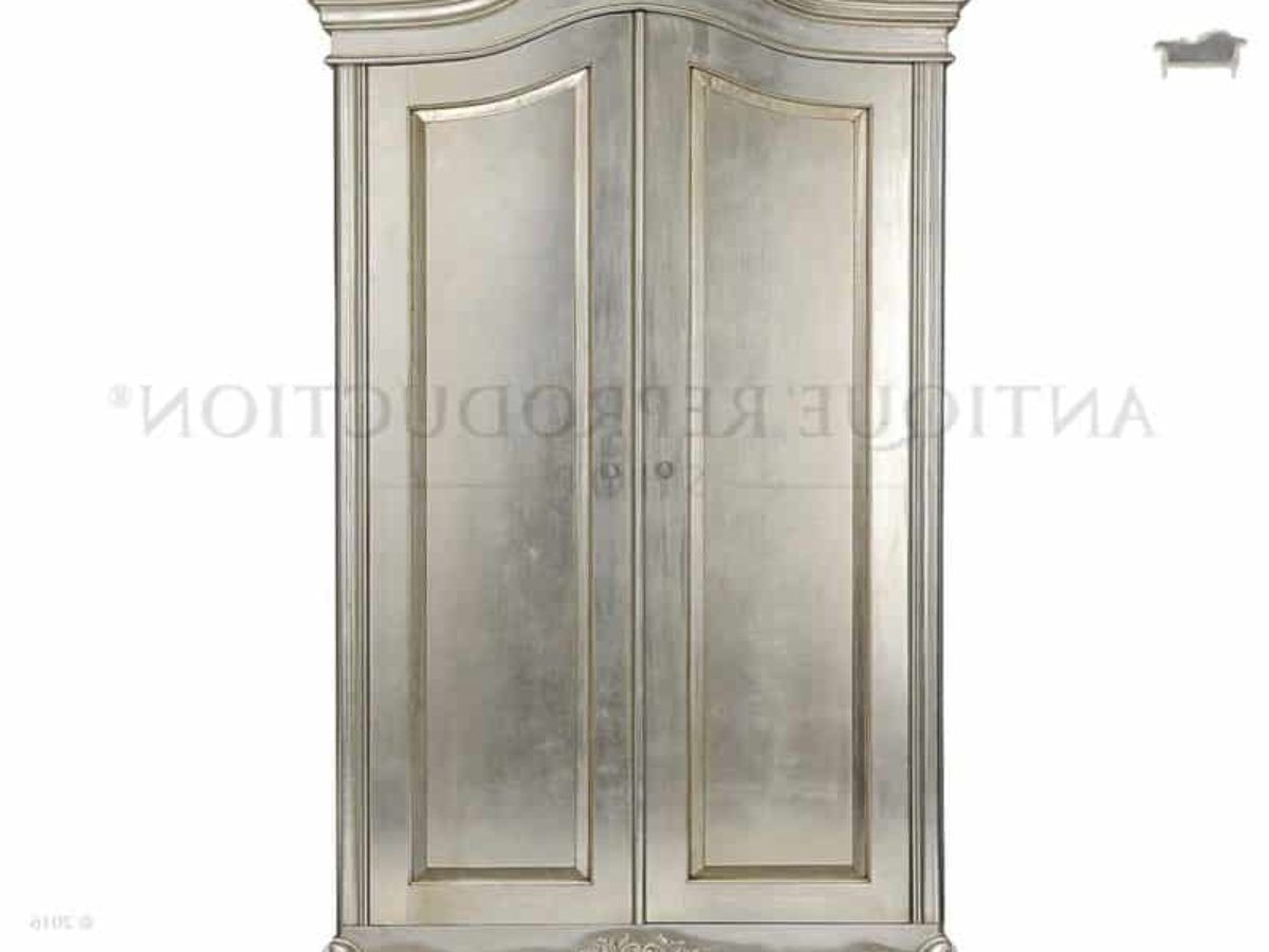 French Provincial Antique Armoire Wardrobe Cupboard Silver – Antique  Reproduction Shop With Regard To Silver French Wardrobes (Gallery 20 of 20)