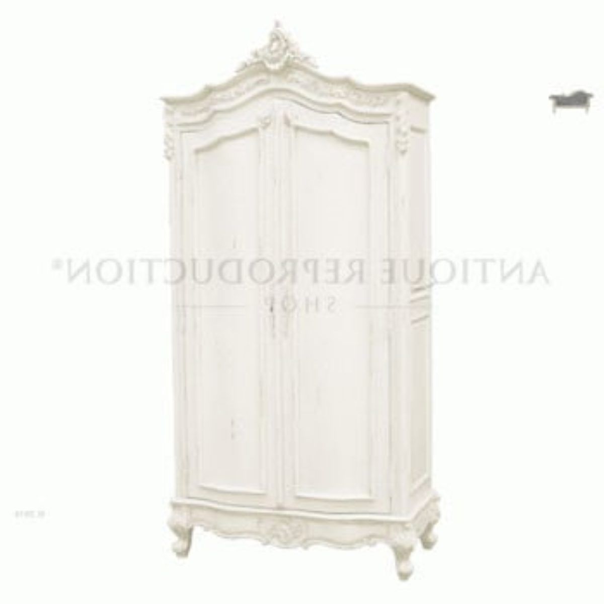 French Provincial Armoire Wardrobe Antique White – Antique Reproduction Shop Intended For French Wardrobes (Gallery 13 of 20)
