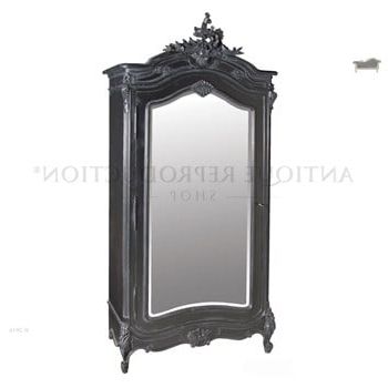 French Provincial Armoire Wardrobe With Mirror Black – Antique Reproduction  Shop With Regard To Black French Style Wardrobes (Gallery 13 of 20)
