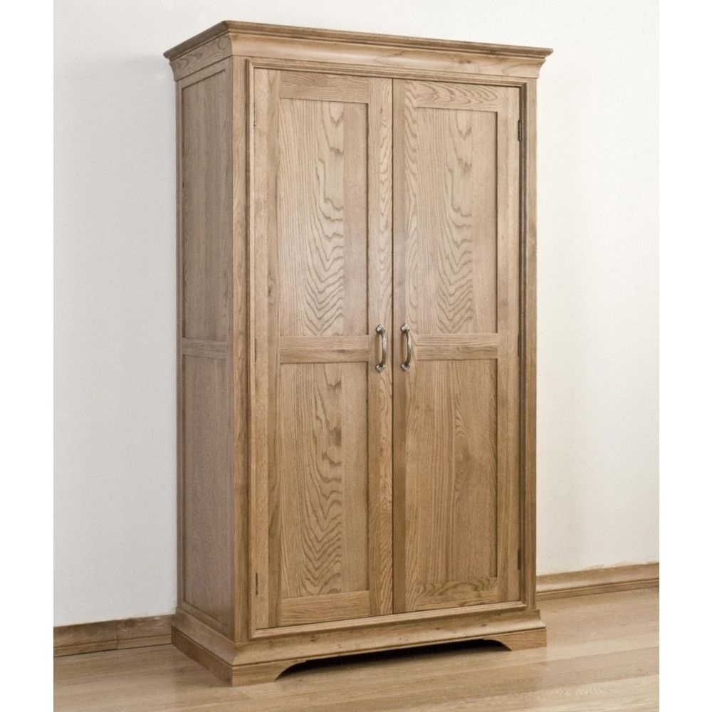 French Solid Oak Furniture Full Hanging Double Wardrobe – Sale Intended For Cheap Double Wardrobes (View 4 of 20)