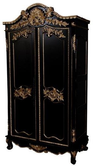 French Wardrobe Flower Carve W Black And Gold | Painted Wardrobe, Black  Gold Bedroom, French Style Interior For Black French Style Wardrobes (View 16 of 20)