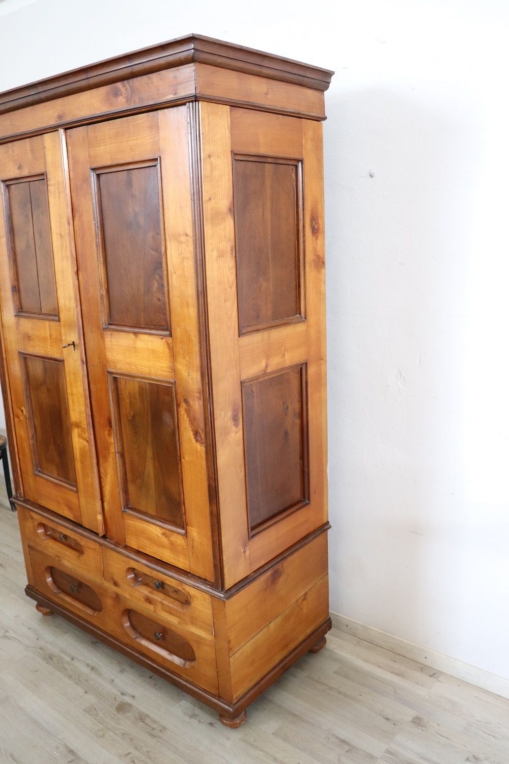 Furniture Of The Past – Antique Wardrobe In Walnut And Solid Cherry, Xix  Century Regarding Antique Wardrobes (Gallery 6 of 20)