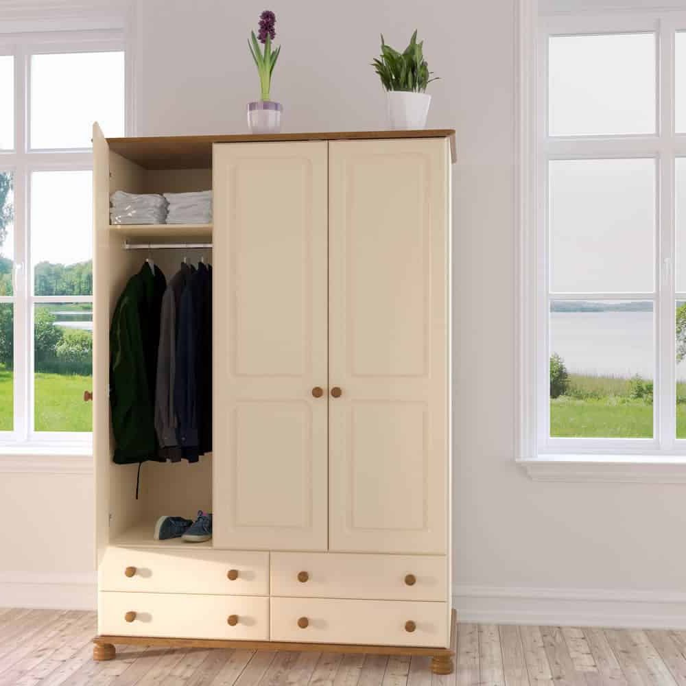 Furniture To Go Richmond 3 Door 4 Drawer Wardrobe Cream Pine | The Home &  Office Stores For Richmond Wardrobes (View 8 of 20)