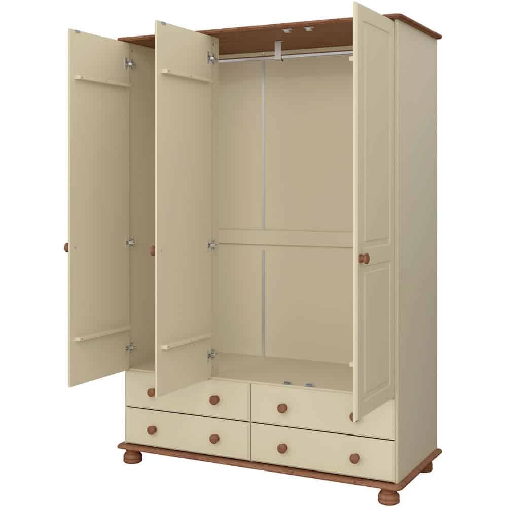 Furniture To Go Richmond 3 Door 4 Drawer Wardrobe Cream Pine | The Home &  Office Stores Intended For Richmond Wardrobes (Gallery 9 of 20)