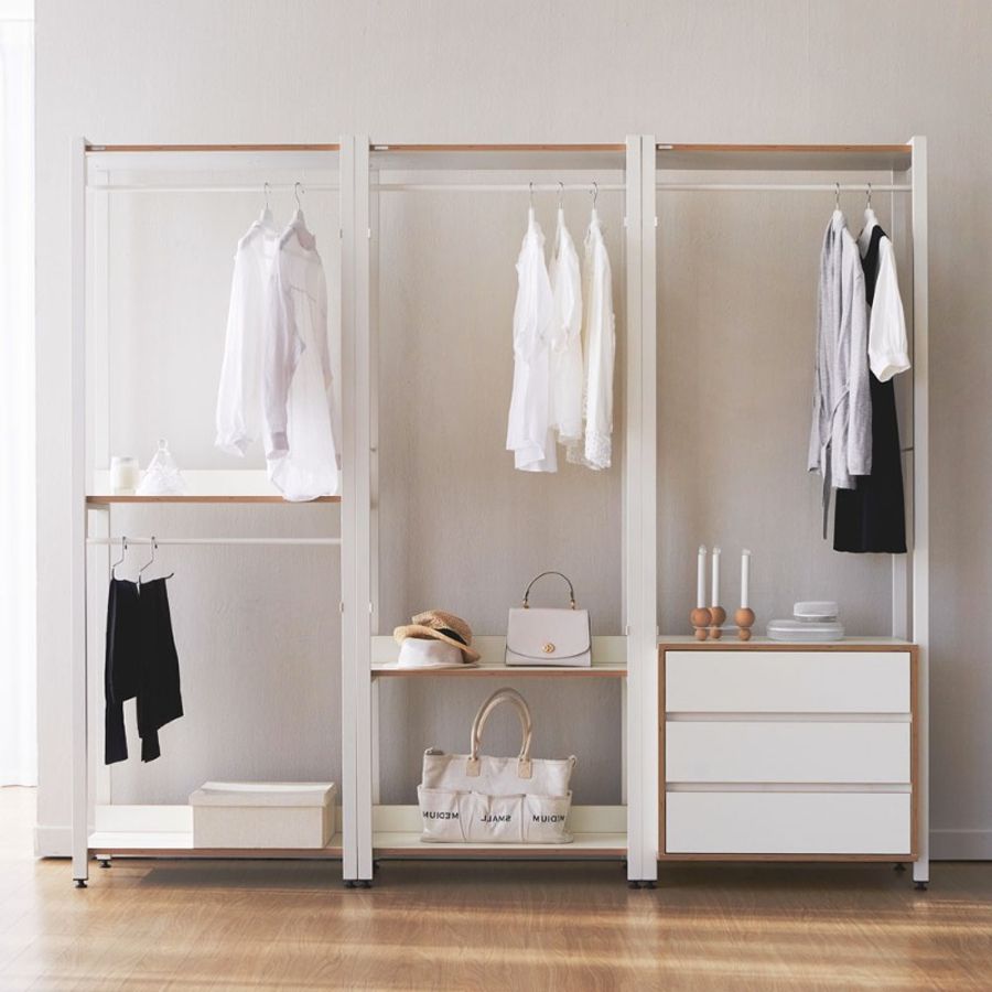 Gagu Rooming Open Wardrobe Set D, White/white – Gagu Ikea & Imported  Furniture For Kiwis Pertaining To Wardrobes Hangers Storages (View 16 of 20)