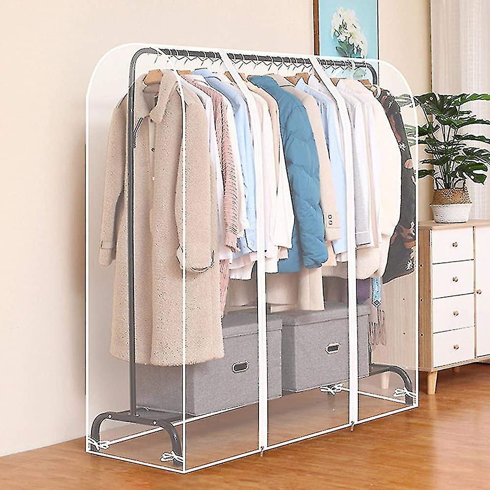 Garment Covers, Washable Transparent Waterproof Dustproof Protective Cover,  Universal Protective Cover For Wardrobe Clothes Rack | Fruugo It Intended For Wardrobes With Cover Clothes Rack (View 9 of 20)