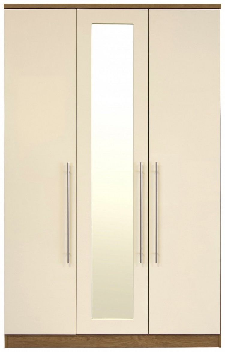 Gfw Keswick 3 Door Cream Gloss Wardrobe With Mirrorsgfw For Cream Gloss Wardrobes Doors (View 2 of 20)