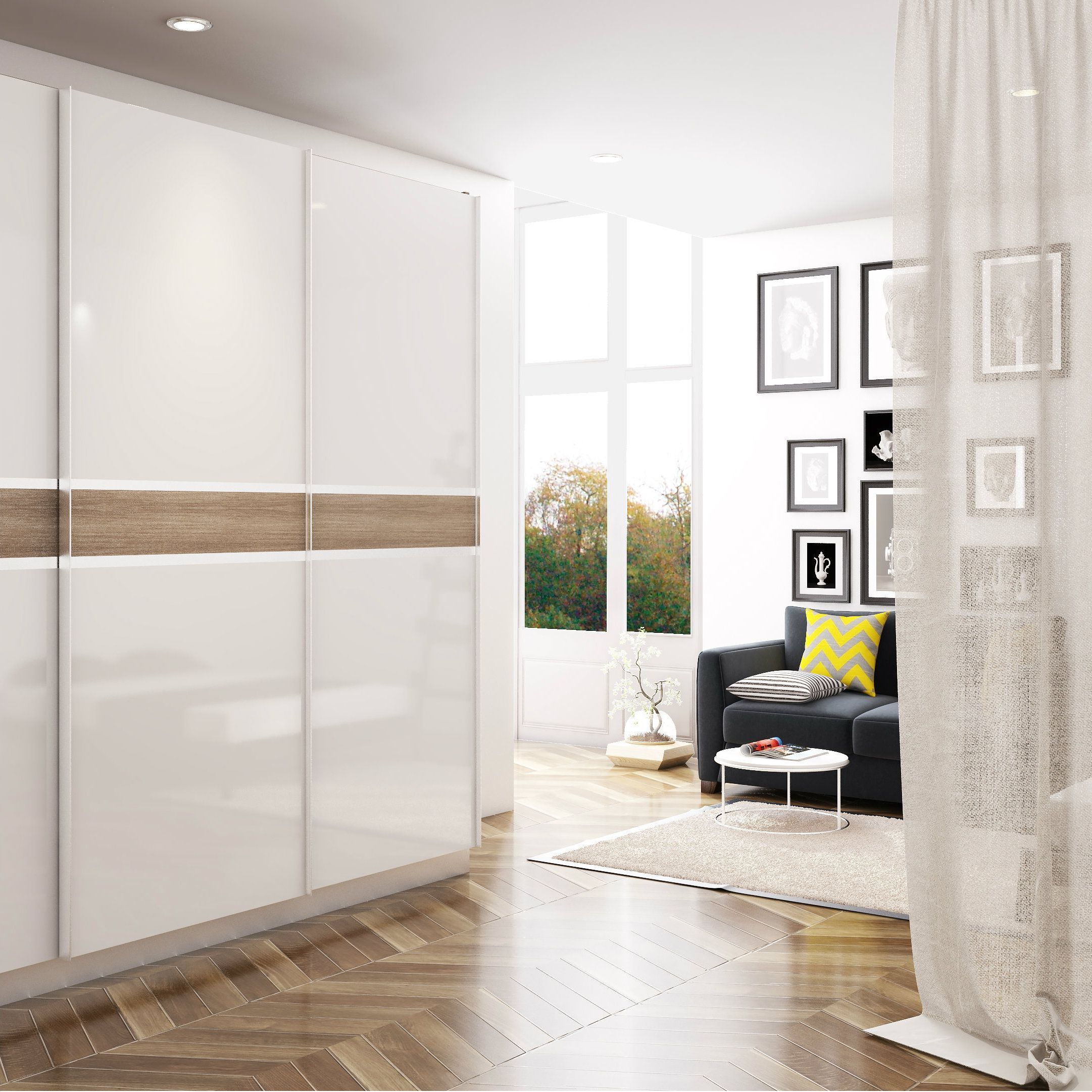 Glossy White Modular Wardrobe For Sophisticated Homes | Apartment Bedroom  Decor, One Bedroom Apartment, Wardrobe Laminate Design For Glossy Wardrobes (Gallery 11 of 20)