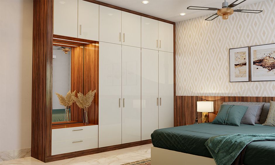 Gorgeous White Wardrobe Design | Designcafe Throughout Bed And Wardrobes Combination (Gallery 1 of 20)