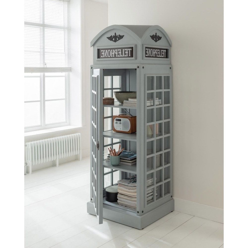 Grey Drinks Cabinet | Grey Display Cabinet | Drinks Cabinet In Telephone Box Wardrobes (Gallery 16 of 20)
