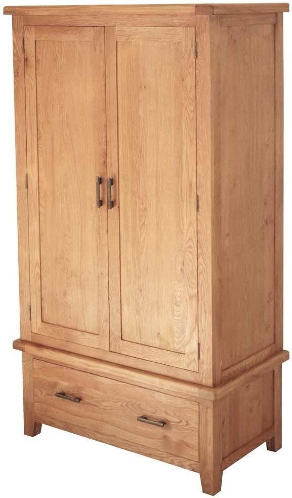 Hampshire Oak 2 Door 1 Drawer Wardrobe – Cfs Furniture Uk Regarding Hampshire Wardrobes (View 6 of 20)