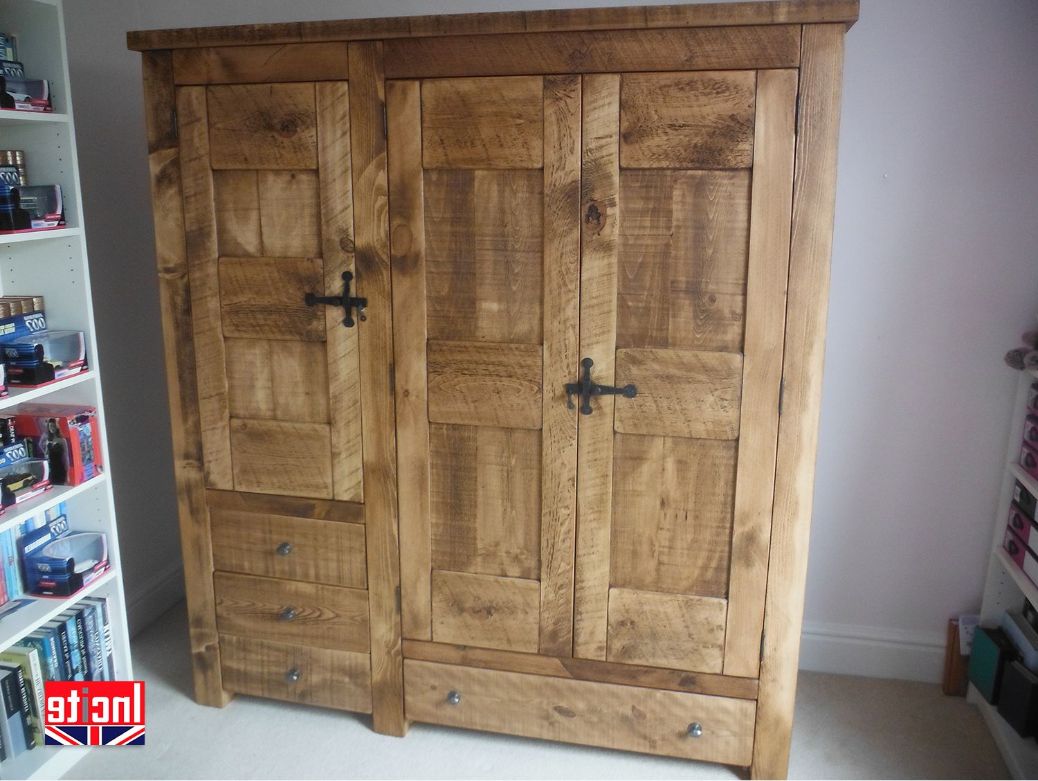 Handcrafted Plank Pine Wardrobe With Integrated Drawers Pertaining To Pine Wardrobes With Drawers And Shelves (View 13 of 20)