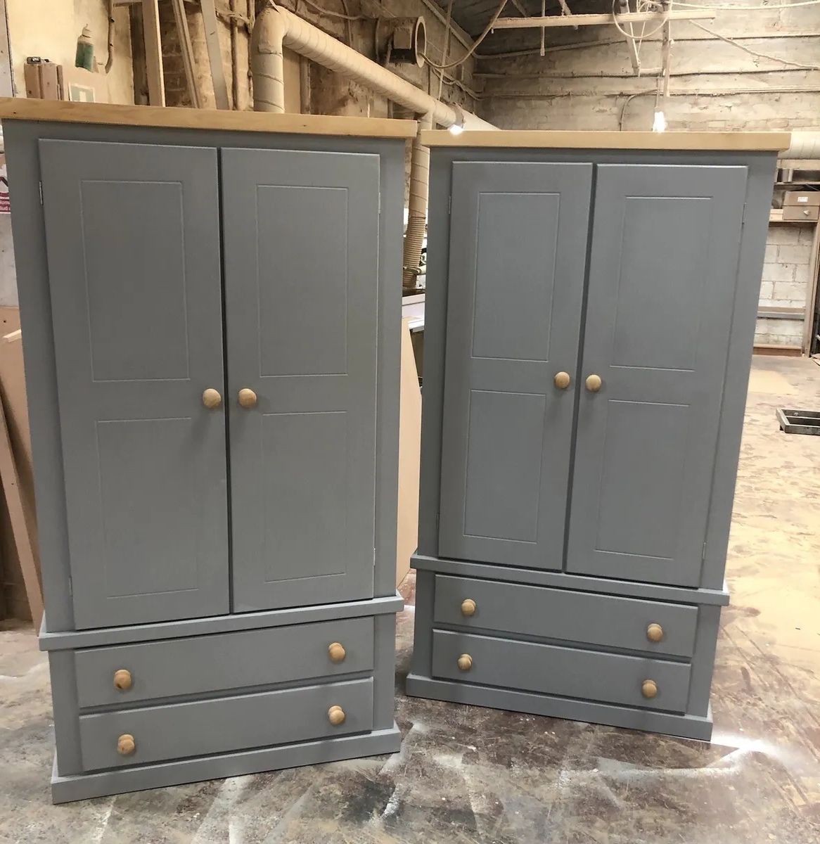 Handmade Aylesbury Grey Double Twin Wardrobes For Sale … | Ebay In Cheap Double Wardrobes (Gallery 11 of 20)