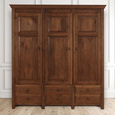 Handmade Solid Wood 3 Door Wardrobe With 6 Large Drawers Throughout Solid Wood Wardrobes Closets (View 14 of 20)