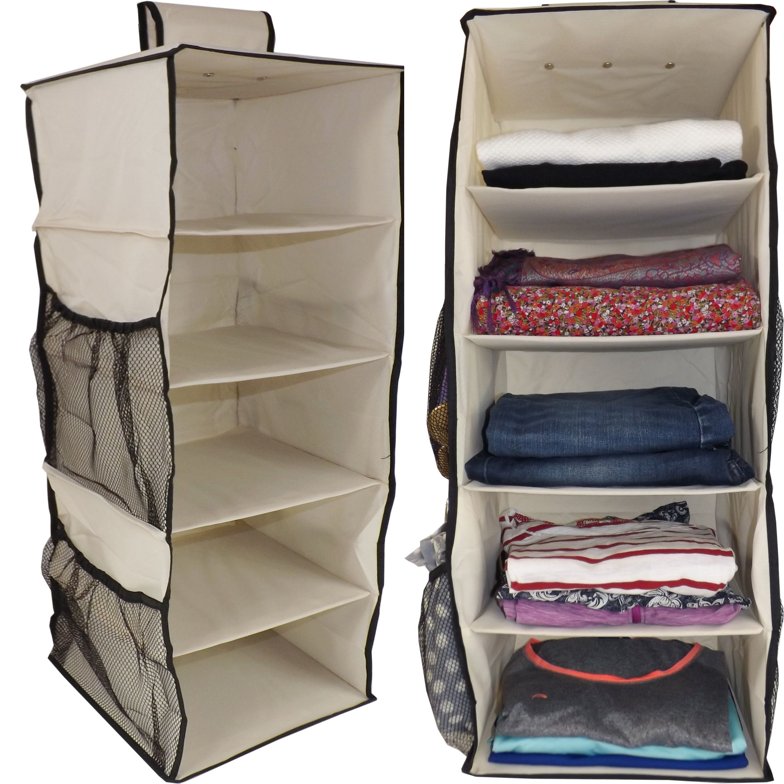 Hanging Wardrobe Organiser, Heavy Duty, 5 Shelves – Neusu Regarding Hanging Closet Organizer Wardrobes (View 16 of 20)