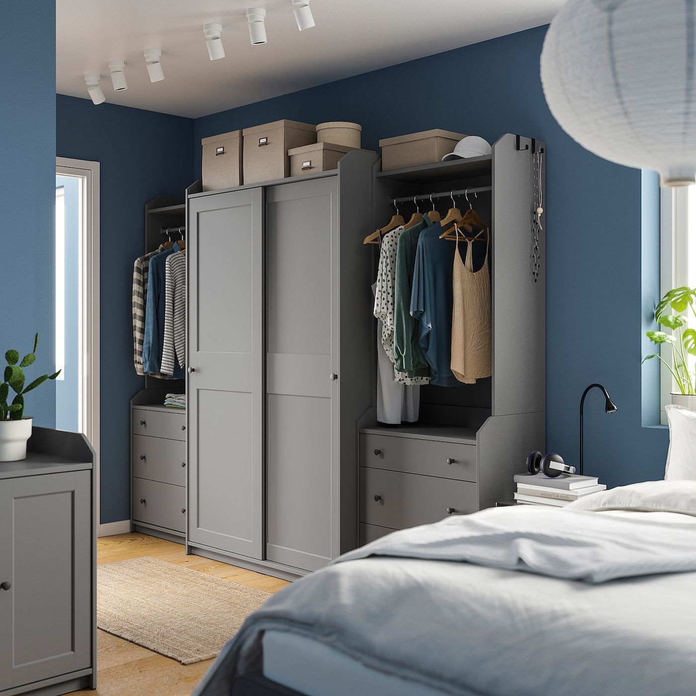 Hauga Wardrobe Combination, Gray, 1015/8x215/8x783/8" – Ikea With Regard To Wardrobes And Drawers Combo (View 5 of 20)