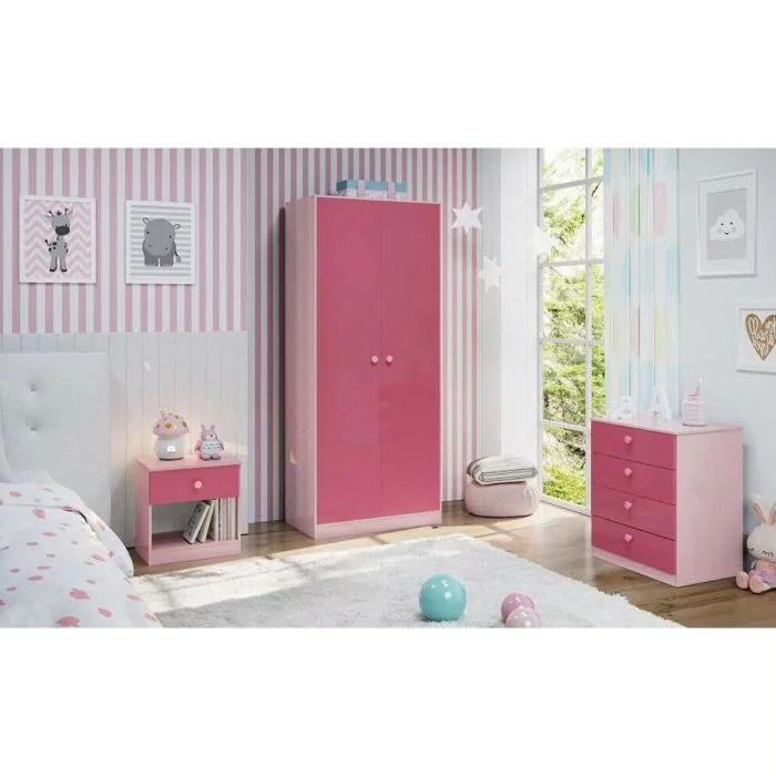 High Gloss Bedroom Furniture Trio Set – Blue, Pink Intended For Pink High Gloss Wardrobes (Gallery 17 of 20)