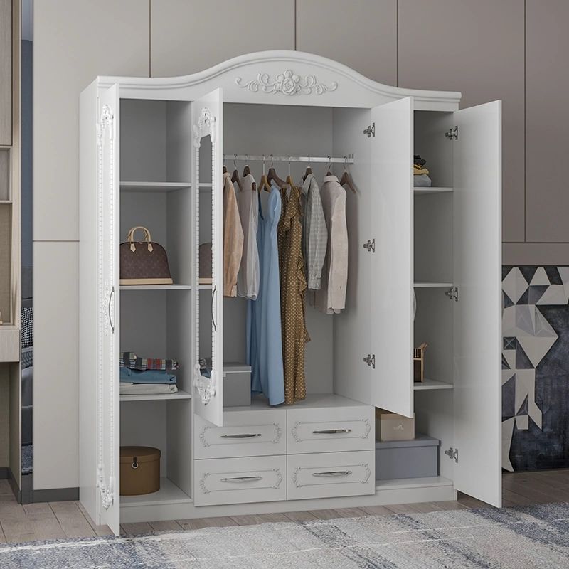 High Quality Bedroom Furniture Set Large White Wardrobe 4 Door 500 Mm Depth  Almirah Nordic Style Clothes Cabinet – China Bedroom Set, Bedroom Wooden  Almirah Designs | Made In China Intended For 4 Door White Wardrobes (View 16 of 20)