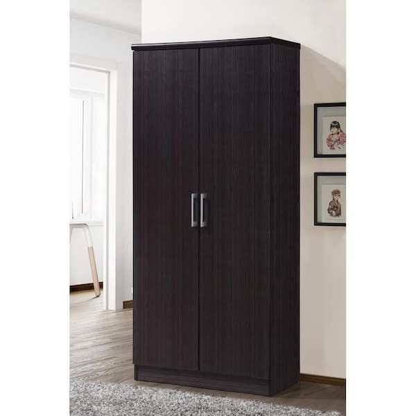 Hodedah 2 Door Chocolate Armoire With Shelves Hid8600 Chocolate – The Home  Depot Inside Cheap 2 Door Wardrobes (View 4 of 20)