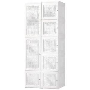 Homcom Portable Wardrobe Closet, Bedroom Armoire, Foldable Clothes  Organizer With Hanging Rods, And Magnet Doors, White 831 558 – The Home  Depot Pertaining To Wardrobes With Cube Compartments (Gallery 5 of 20)