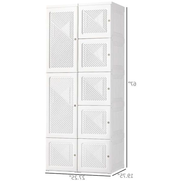 Homcom Portable Wardrobe Closet, Folding Armoire, Storage Organizer With Cube  Compartments, Hanging Rod, Magnet Doors, White 831 559 – The Home Depot For Wardrobes With Cube Compartments (View 8 of 20)