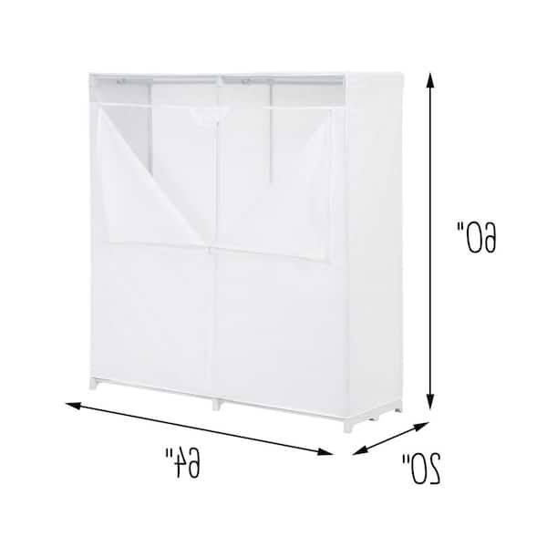 Honey Can Do 60 In. H X 20 In. W X 64 In. D White Freestanding Portable  Closet With Cover Wrd 09656 – The Home Depot With Extra Wide Portable Wardrobes (Gallery 13 of 20)