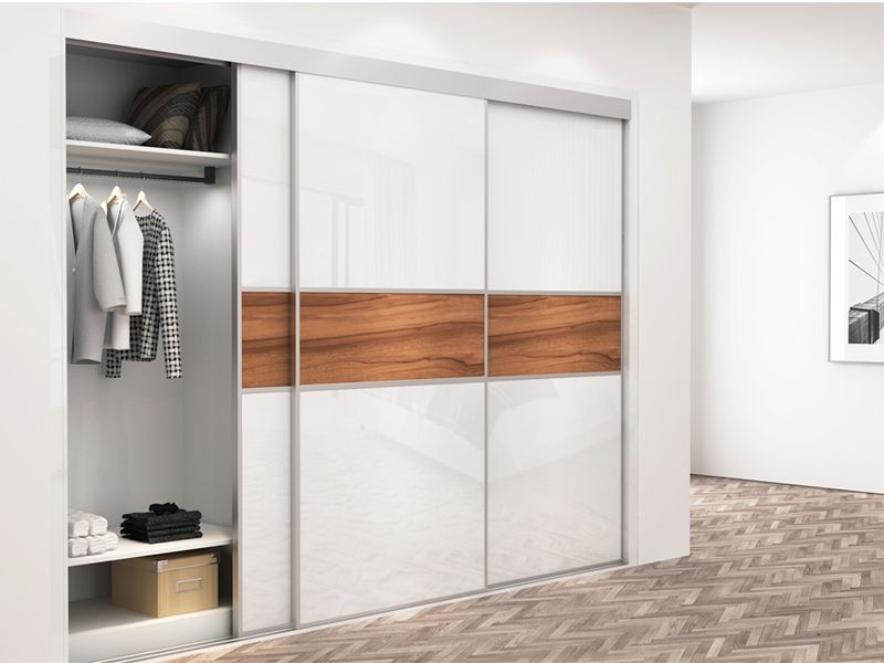 Houlive White Color Gloss Sliding Wardrobe 3 Door Style Throughout White Gloss Sliding Wardrobes (View 11 of 20)