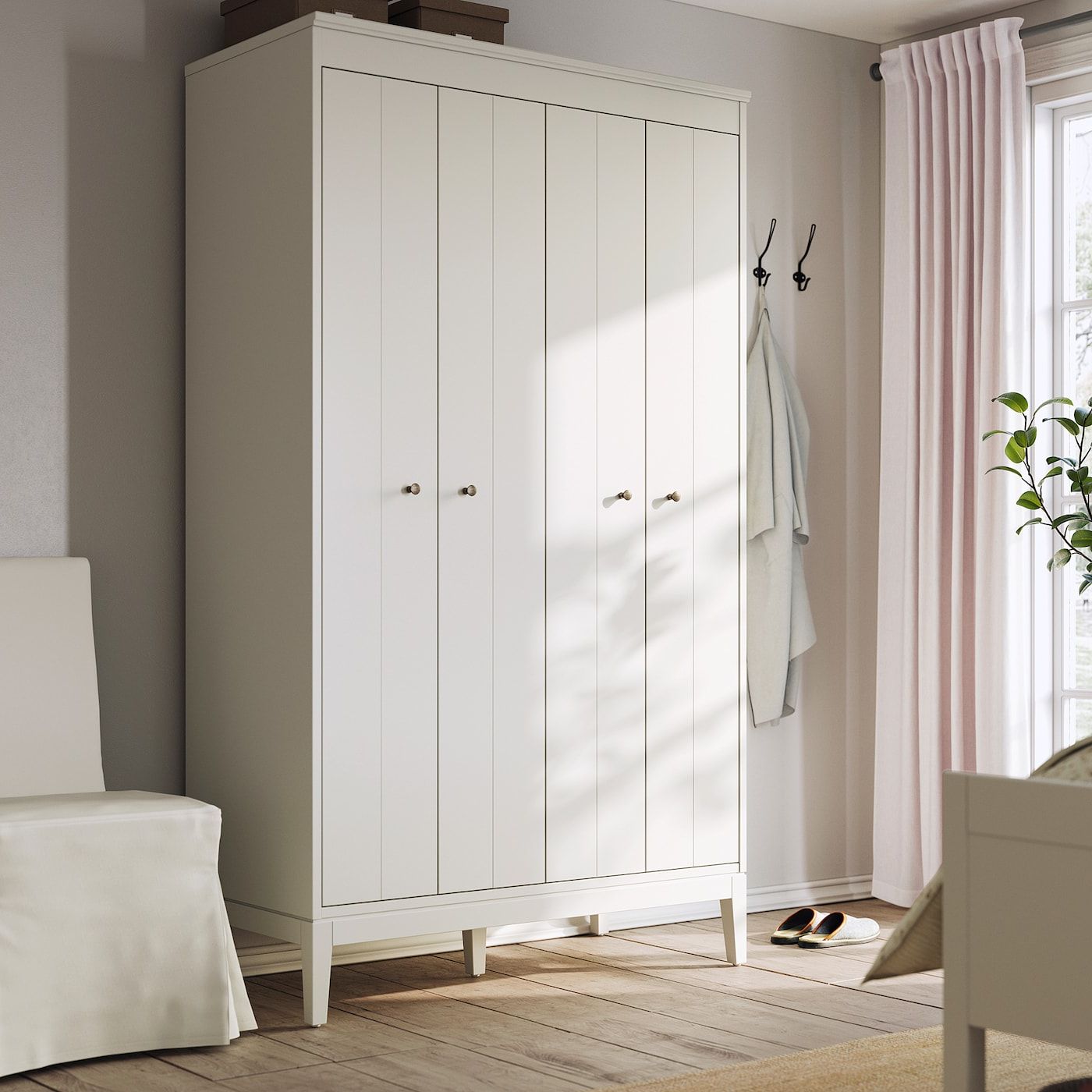 Idanäs Wardrobe, White, 121x211 Cm – Ikea With White Wood Wardrobes (View 7 of 20)