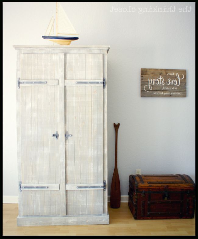 Ikea Hack: Whitewashed Fjell Wardrobe With Pallet Shelves – The Thinking  Closet In Whitewash Wardrobes (View 2 of 20)