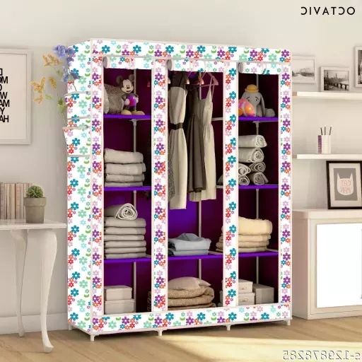 India's First Digitally Printed Collapsible Wardrobe, C2 Foldable Portable  Almirah Storage Closet Cabinet Rack Mini Flower Within Portable Wardrobes (View 18 of 20)