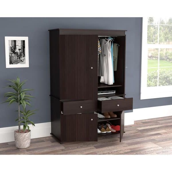 Inval Espresso Armoire 70.9 In. H X 47.2 In. W X 19.9 In. D Am 30023 – The  Home Depot Within Espresso Wardrobes (Gallery 7 of 20)