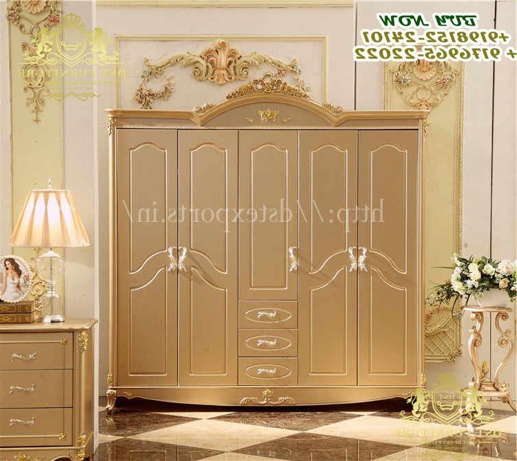 Italian Style Golden Luxury Wardrobe Almirah Modern Style Wooden Closet  Modern Bedroom Set In Wardrobes Sets (View 15 of 21)