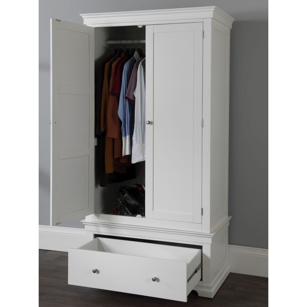 Jolie Oak White Painted Double Wardrobe With Drawer – Value In White Double Wardrobes With Drawers (Gallery 1 of 20)