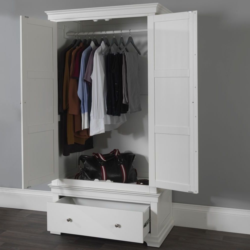 Jolie White Painted Furniture Double Wardrobe With Drawer – In Our Sale Inside White Double Wardrobes With Drawers (View 6 of 20)