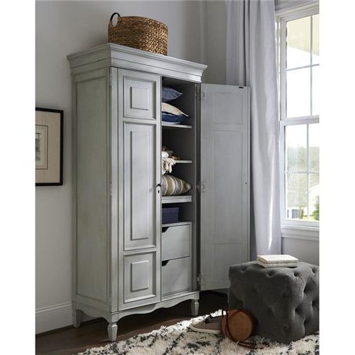 Juliet French Country Grey Wood 2 Door Wardrobe | Kathy Kuo Home For Armoire French Wardrobes (Gallery 7 of 20)