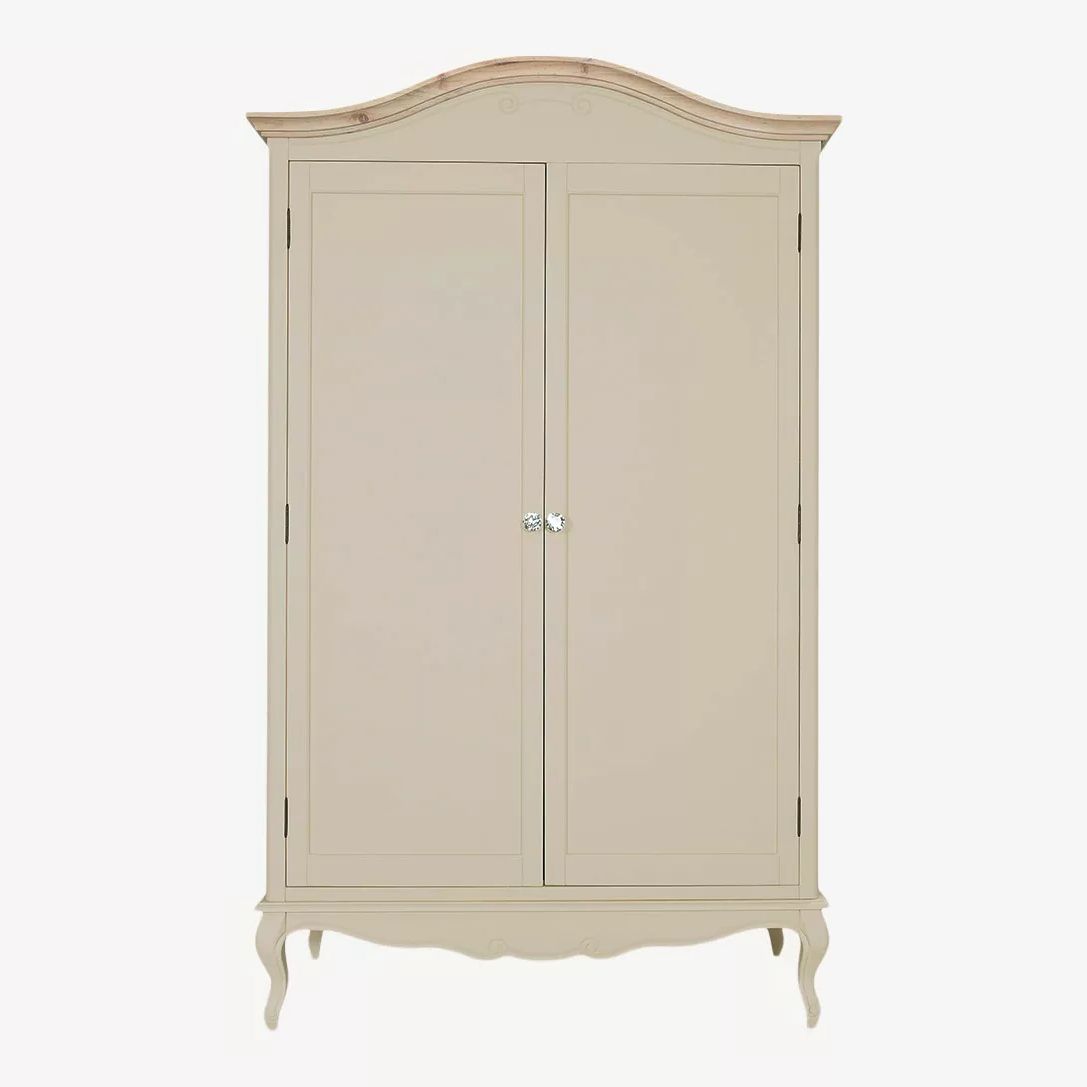 Juliette Champagne Double Freestanding Shabby Chic Wardrobe With Crystal  Handles – French Style | Furniture.co (View 14 of 20)